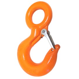High Viz Orange Eye Hoist Lifting Hook Alloy Steel with Safety Latch Overhead Winch Crane | Rigging Attachment | (Multiple Lifting Capacity Options) (7 Ton)