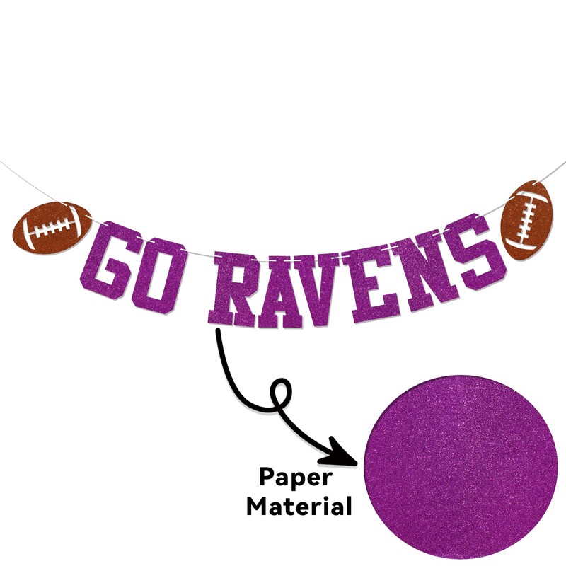 Go Ravens Banner - Ravens Football Party Decor, Football Game