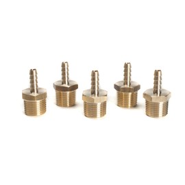 LTWFITTING Brass Barb Fitting Coupler/Connector 1/4-Inch(6mm) ID Hose x 1/2-Inch Male NPT Fuel (Pack of 5)
