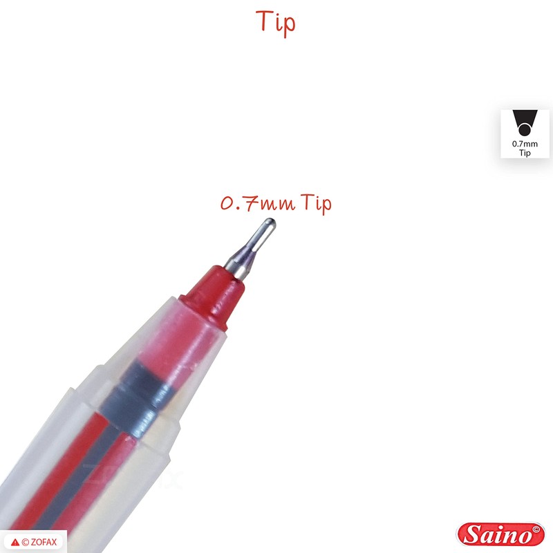 SAINO Fine-X Ballpoint Pens, RED, 0.7mm Fine Point, Pack of