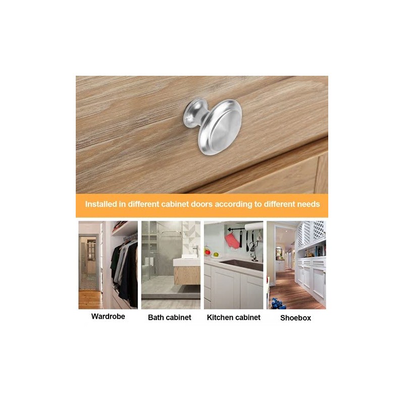 AvoDovA 12PCS Round Cabinet Knobs, Cabinet Hardware Knob, Stainless Steel