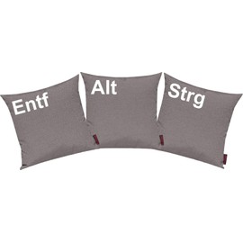 ShirtInStyle Cushion Covers Set of 3 for Selected One! Sofa Cushion Covers with Alt, Ctrl and Delete Motif Grey Plain