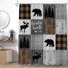 YSSFAV Rustic Cabin Shower Curtain Bear Deer Moose Camping Lodge