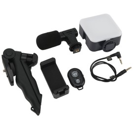 Smartphone Video Kit Tripod Mobile Phone Clip Fill Light Microphone for Live Broadcast Interview Video Recording