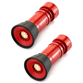 QWORK Fire Hose Nozzle, 1" Heavy Duty NPSH/NPT Thermoplastic Constant Flow Fog Nozzle, Fire Equipment, 2 Pack