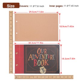 Adventure Book Scrapbook Album 11.9 X 7.6 Inch 80pages,3d Retro Embossed Letter Hard Cover Movie Up,Rich Accessories Included,DIY Album for Anniversary,Wedding,Travelling,Friends,Christmas gifts