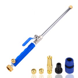 High Pressure Jet Nozzle Power Washer Wand for Garden Hose, Hydro Jet High Pressure Washer Tools with 3 Different Nozzles and Hose Quick Connectors for Patio Car Pet Window Glass Blue