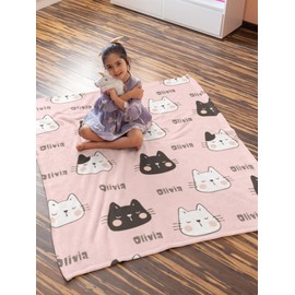 Infinite Pack Pink Cat Blanket for Kids,Cute Kitten Print Blanket for Kids Boys Girls Toddler Cat Lover,Cat Paw Print Throw Blanket for Bed Sofa Couch, Pet Theme Plush Blanket Pink Baby