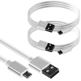 VOLT+ Professional Quick 2.0 Charge MicroUSB Compatible with JBL Reflect Flow (2PACK) 6Ft/1.8M Turbo 18Watt Long Plus Data Cable Extra Strength for Fastest Speeds (White)