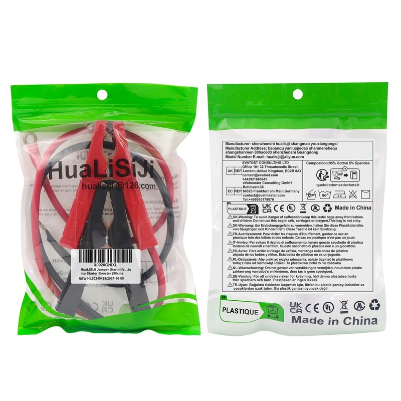 HuaLiSiJi Car Crocodile Clip Cable 8AWG 10mm² Crocodile Clip with