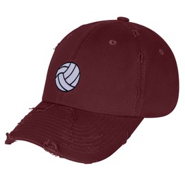 JPAK Volleyball Vintage Dad Hat Frayed Embroidered Cap Beach Ball Maroon