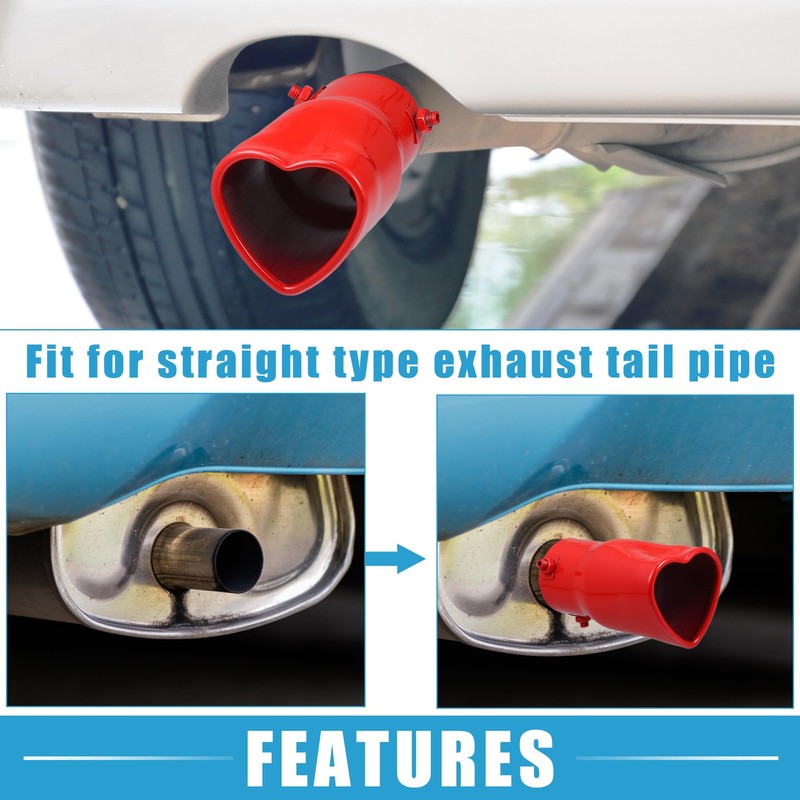 X AUTOHAUX Car Exhaust Tip Heart Shaped Tail Pipe 2.48Inch