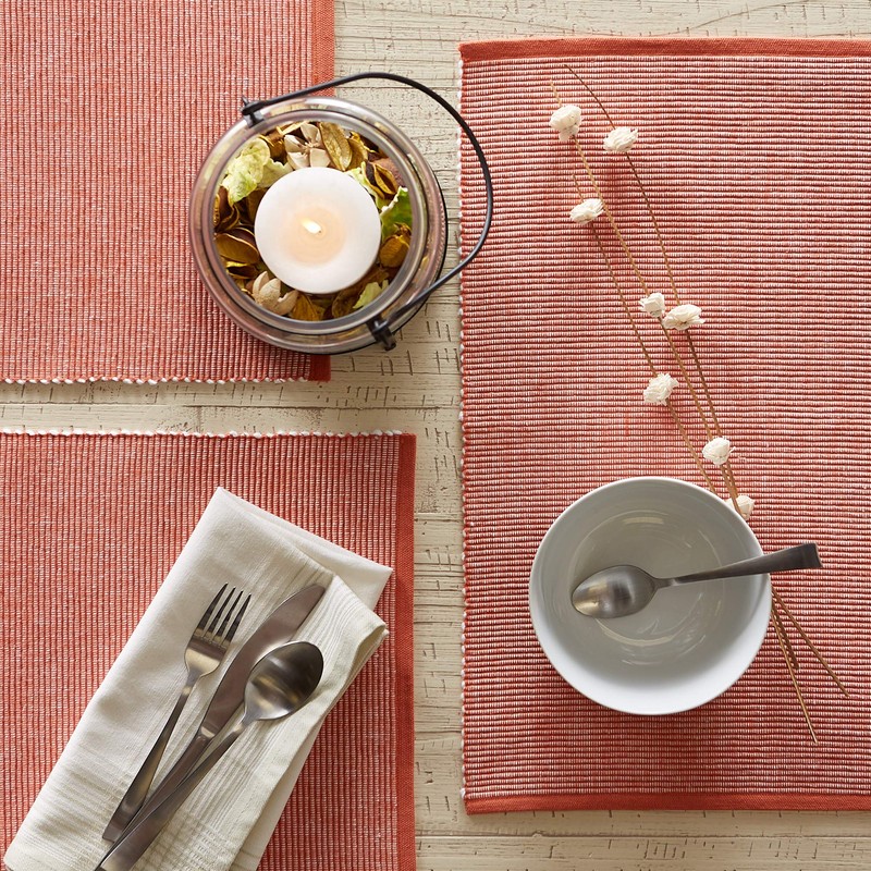 DII Two-Toned Collection Tabletop, Placemat Set, Vintage Red, 6 Piece