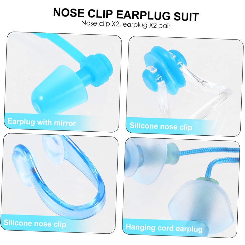 OHPHCALL Swimming Ear Protection Kit 4pcs Earplugs Nose Clip Set