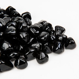 Chilli Cosmos Fire Glass Diamond 1 Inch Fire Pit Glass Rocks for Propane or Gas Fire Pit 10 Pounds Onyx Black