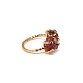 Dazzle Appeal Birthstone Rings for Women, Two Uncut Natural Gemstones Gold Ring, Bohemian Ring Prong Set January Birthstone Stone Size 5-10mm (January Garnet)