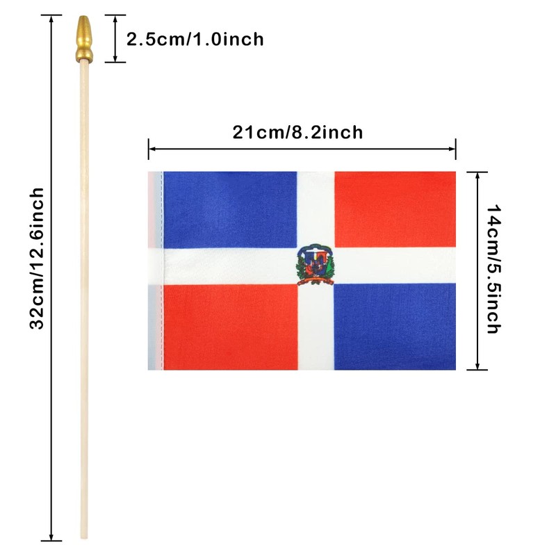 Newperlite Dominican Stick Flag Small Mini Hand Held Flags -