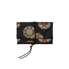 Gold Brocade Nishijin Weave Goshuin Book Holder, Goshuin Book Bag, Goshuin Book Case, Goshuin Book Cover, Cord, Made in Japan, Black (Standard Size)