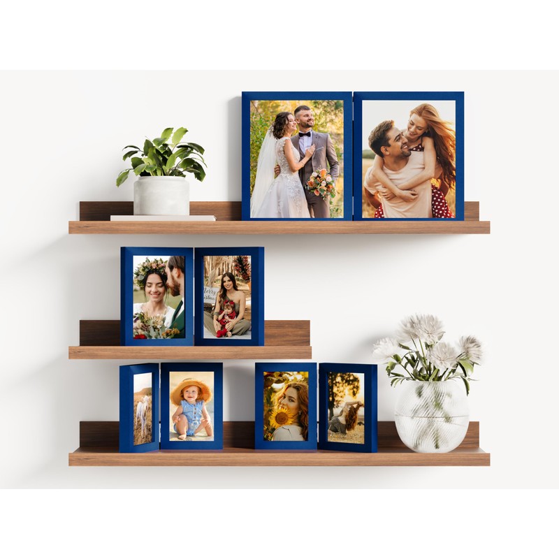 decorUhome Double 4x6 Picture Frame Vertical, Engineered Wood Bifold Photo