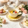 ONEUSTAR Ceramic Flower Shaped Tea Cup and Saucer Set, Yellow,