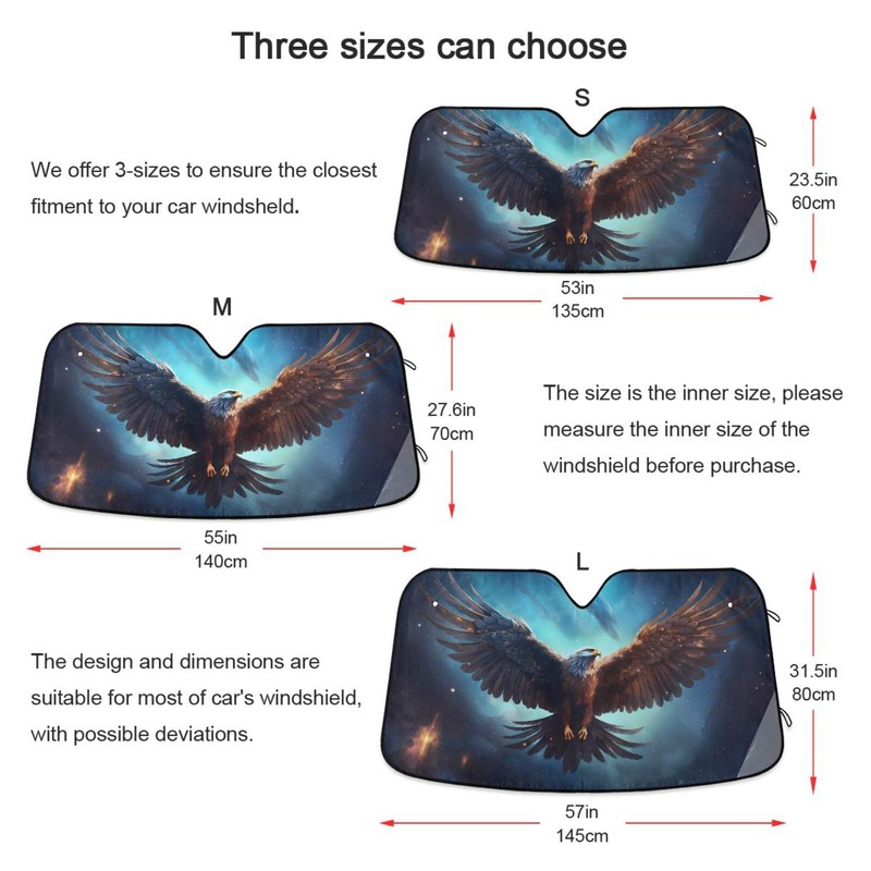 ZOEO Eagle Pattern with Blue Foldable Car Windshield Sun Shade