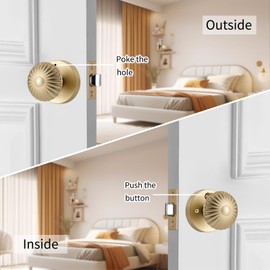 NCSEN Gold Interior Door Knobs, Heavy Duty Door Knob with Lock, Seashell knob Door Handles for Bath & Bedroom