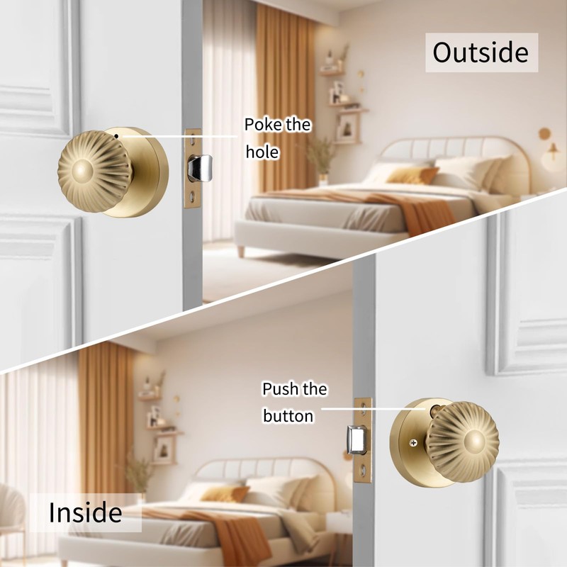 NCSEN Gold Interior Door Knobs, Heavy Duty Door Knob with