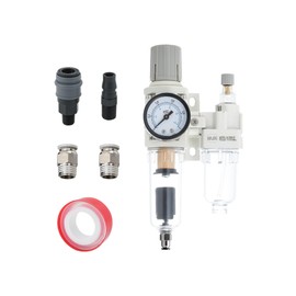 1/4" PT Compressed Air Filter Regulator Lubricator Combo Water/Oil Trap Separator Air Filter Pressure Regulator Automatic Drainage AC2010-02D (1/4" NPT, Automatic Drainage)