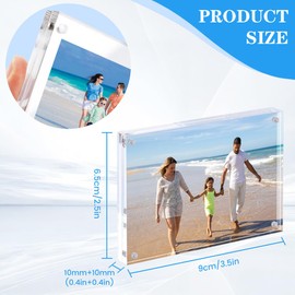 Adboros 2.5’‘x3.5’‘ Acrylic Picture Frames, 16 Pack Small Acrylic Magnetic Photo Frames Double Sided Picture Frames Wallet Size for Desktop Display