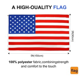 Solihigh American Flag 5ft x 3ft, 1Pcs Large American Flag Double Side with Brass Eyelets for 4th July Memorial Day Independence Day Veterans Day Party Decorations