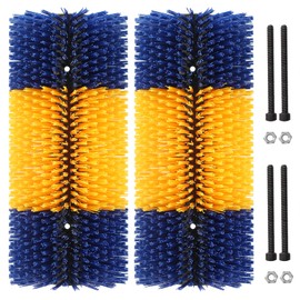 Livestock Scratch Brush, 2 Pcs Cow Brush with 4 Screws, Cattle Scratcher, Horse Brushes for Grooming, Cattle Supplies for Horse, Goat, Cow, Pig Scratching Itch Relief (Blue & Yellow)