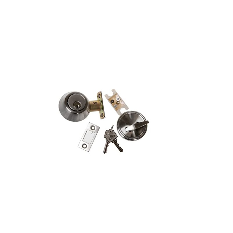 Zion Satin Nickel Dead Bolt Lock for Outdoors Garage Side