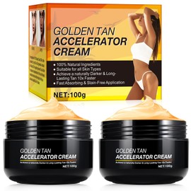 Self-Tanning for Body and Face, Tanning Cream, Instant Body Self-Tanner, Natural Bronzer, Tanning Accelerator, Self Tanning Cream (100 g x 2, Cream)