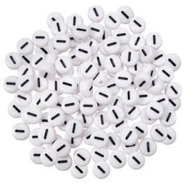 TOAOB 100 Pieces 4 x 7 mm Letter Beads Vocal White Letters I Beads Round Acrylic Spacer Beads for Jewellery Making