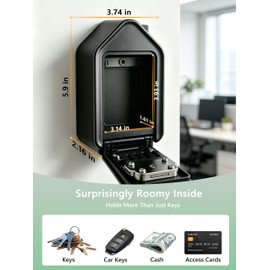 Key Security Box Wall Mount, 4-Digit Combination Lock Box with Emergency Key, Password Retrieval Design,Key Storage Lockbox for Home Airbnb Rental Gym Indoor Outdoor Storage (Inside 3.15″×1.61″×3.94″)