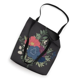 Centered Moody Floral Bouquet | Romantic Flowers on Dark Tote Bag