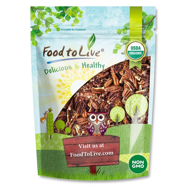 Food to Live Organic Dry Roasted Pecan Pieces with Himalayan