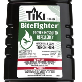 TIKI TIKI BiteFighter? Mosquito Repellent Torch Fuel, Citronella & Cedar Formula for Mosquito Repellency, Easy Pour Bottle, Use with Torches & Table Torches, Outdoor & Backyard Use, 128 Ounces