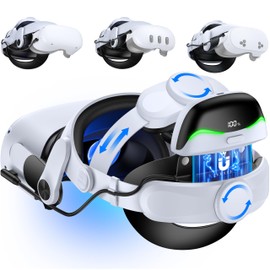 Hot-Swappable Battery Head Strap for Quest 3/Quest 3S/ Quest 2, 6700mAh Magnetic Battery for Extra 2-3H Playtime, Comfort VR Headstrap Reduce Pressure, Enhanced Balance, for Oculus Head Strap