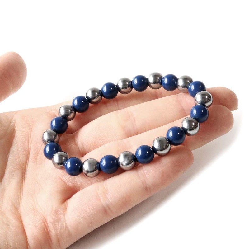 GOLD STONE Terahertz Ore, Northern Stone Blue Bracelet, 0.3 inches
