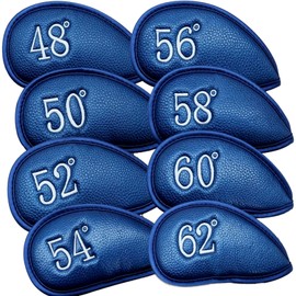 Greenie Golf Wedge Cover Iron Cover Head Cover Face Cover PU Leather Single Item Wedge Iron Golf GR-2301-02 (52 (Blue))