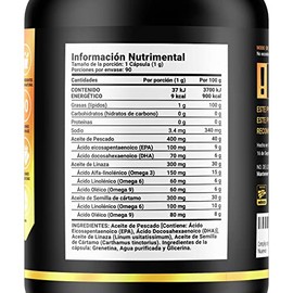 Omega 3-6-9 de 90 Cpsulas con 1000 mg de concentracin de 400 mg de Aceite de Pescado (EPA y DHA), 300 mg de Aceite de Linaza y 300 mg de Aceite de... 