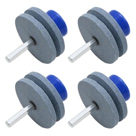 EATAKWARD 4Pcs Universal Lawn Mower Blade Sharpener Set with Double-Layer, Grindstones and Blade Balancer, Blue Lawnmower Blade Sharpener Fit for Power Drills and Hand Drills