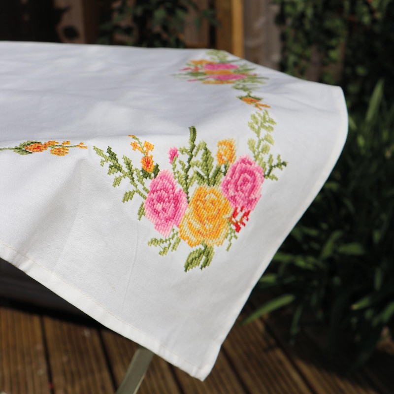 Trimits Printed Cross Stitch Kit - Tablecloth - Includes, Printed