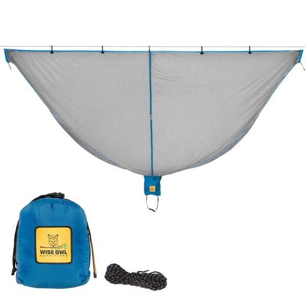 Hammock Bug Net - The SnugNet Mosquito Net for Hammocks - Premium Quality, Waterproof, Mesh Hammock Netting w/Double-Sided Zipper - Essential Camping Gear, Blue