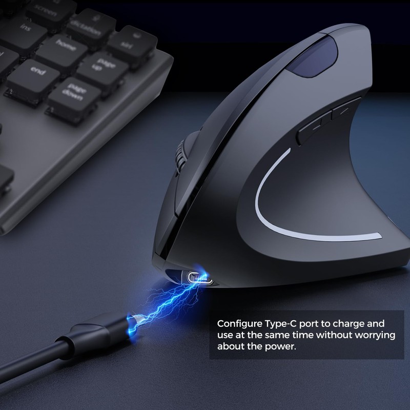 AVMTON Vertical Wireless Mouse ，Ergonomic Mouse,Rechargeable 2.4G Optical Carpal Tunnel