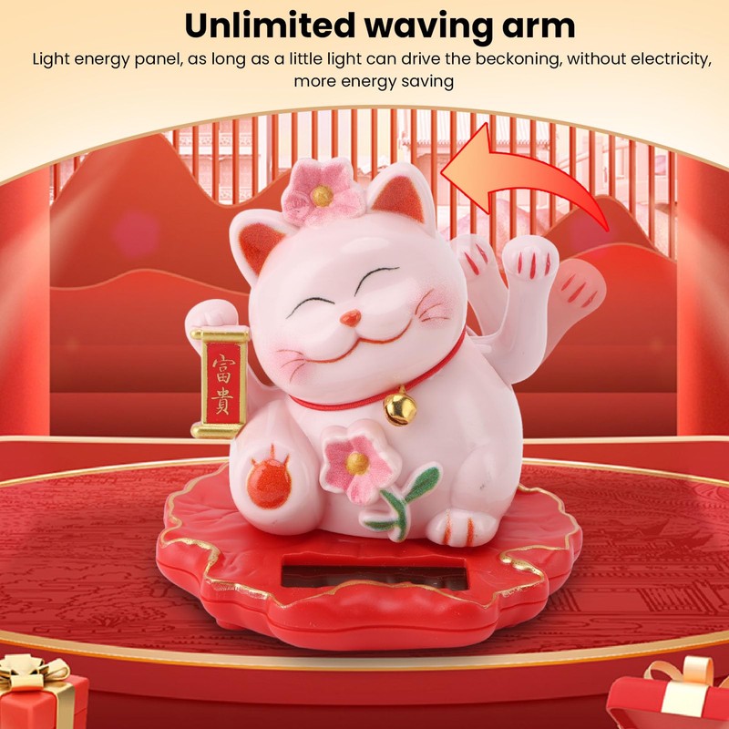 Sunicon Solar Powered Lucky Cat, ABS Solar Powered Light Induction