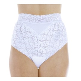 Women's White Lovely Lace Regular Absorbency Incontinence Panties 2X (Fits Hip 45-48") (2-Pack)