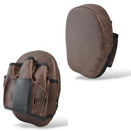 Curved Mini Focus Pad Leather Vintage Retro Style Mitt Muay Thai Kick Boxing (Pair)