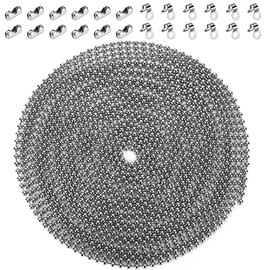 200 Inch Ceiling Fan Pull Chain, (Upgrade Rust Proof) 3.2mm Beaded Pull Chains Extension, Light Chain Pulls Extenders Great Pulling Force Stainless Steel with 24 Matching Connectors 2 Styles, By PSISO